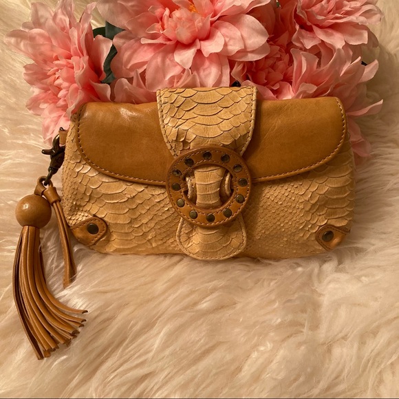 Babee D Clutch Purse Tan Yellow Snakeskin Bundle - Picture 4 of 13